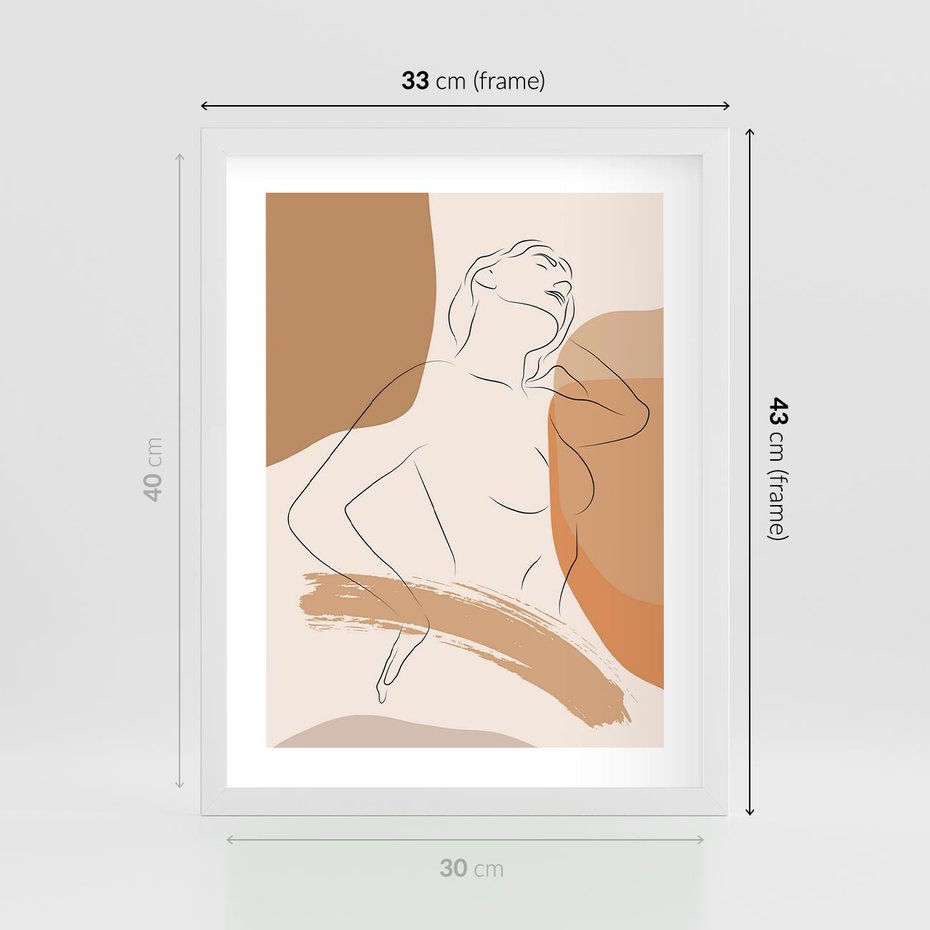 Plakat w ramie 30x40 - Sztuka Prostoty - kobieta, szkic - rama biała