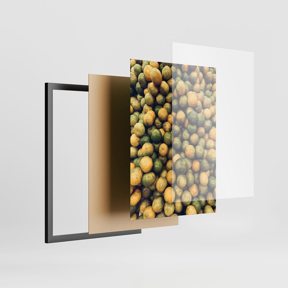 Zestaw obrazy w ramie 50x70 galeria - Cytryny, optymizm, typografia, napis - rama czarna