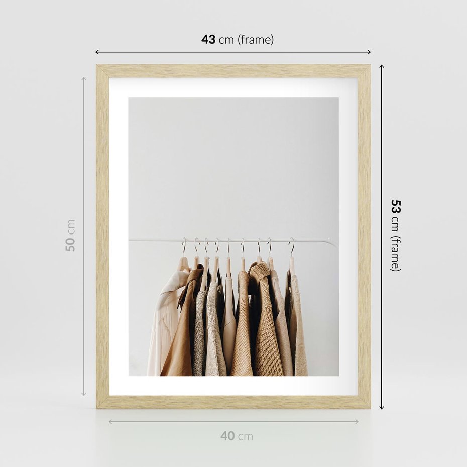 Plakat w ramie 40x50 - Boho Elegancja - boho kobiece zdjęcie, wieszak - rama drewno