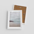 Plakat w ramie 30x40 - Mglista Plaża - plaża, mglisty krajobraz - rama biała