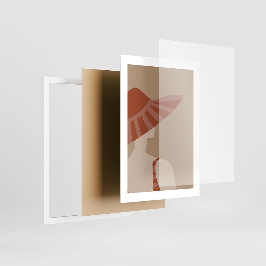 Plakat w ramie 30x40 - Kobiecy Portret - plakat retro, kobieta w kapeluszu - rama biała