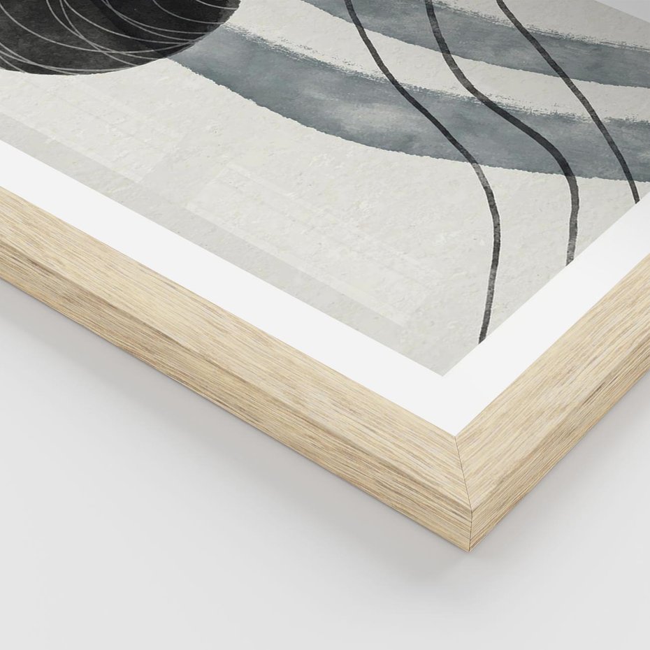 Plakat w ramie 30x40 - Abstrakcyjne Kształty w Szarościach - abstrakcja, akwarelowe plamy - rama drewno