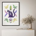 Plakat bez ramy 50x70 - Migotliwa Przestrzeń - boho kot, plakat