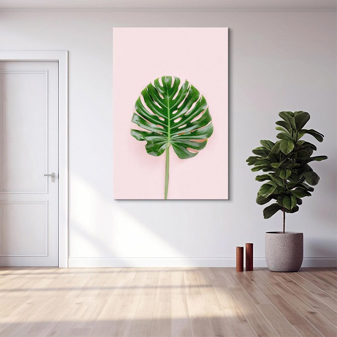 Obraz na płótnie 80x120 - Egzotyczna Roślinność - liście, monstera