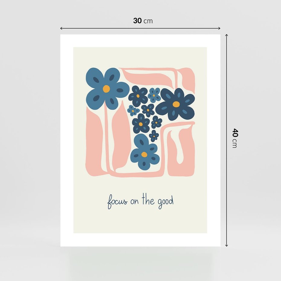 Plakat bez ramy 30x40 - Linie kwiatowych marzeń - minimalistyczna kwiatowa kompozycja, pastelowe kolory