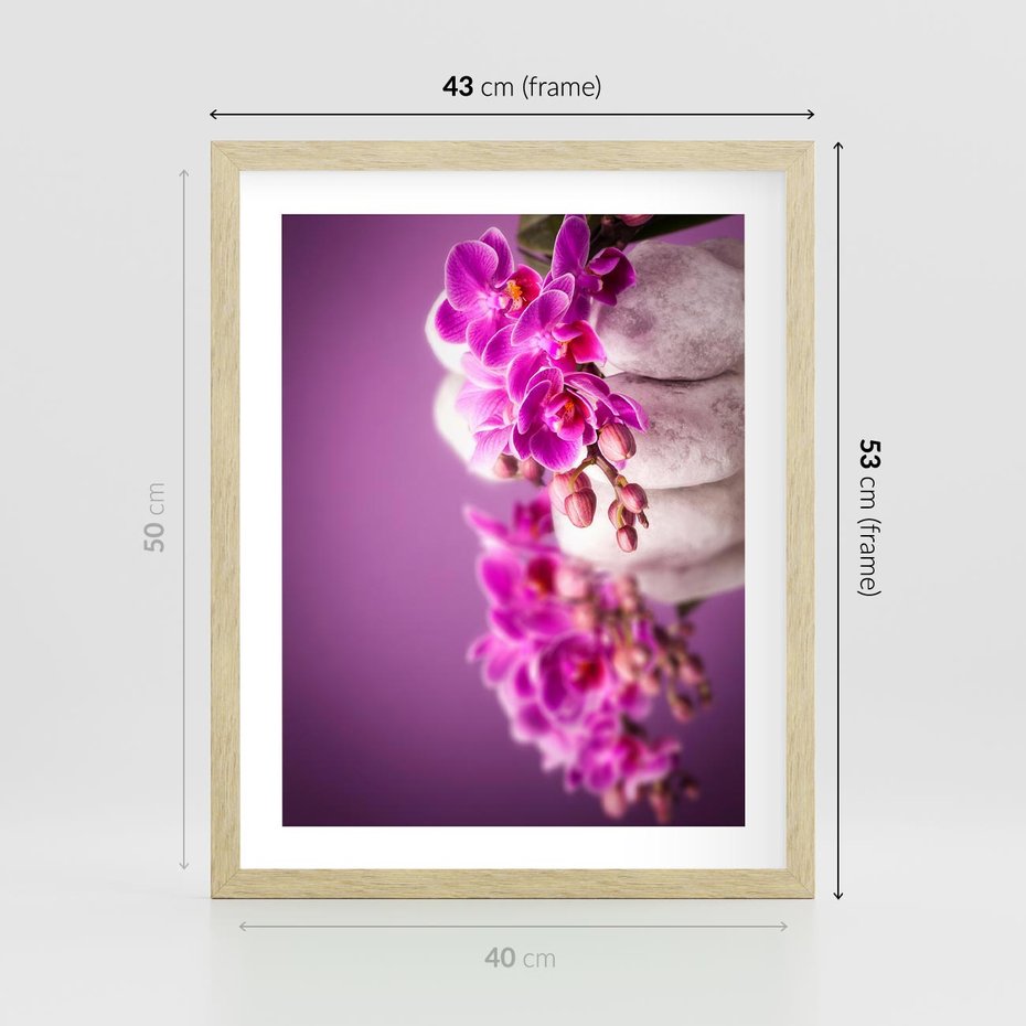 Plakat w ramie 40x50 - Relaksująca orchidea w spa - spa, orchidea - rama drewno