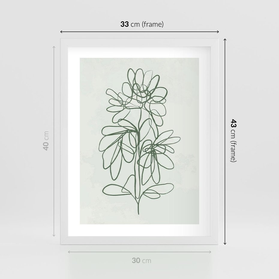 Plakat w ramie 30x40 - Spokojne Poddanie Naturze - zielony plakat, roślinne inspiracje - rama biała