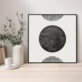 Obraz w ramie 50x50 - Tajemnicza Kompozycja - abstrakcyjne czarno białe formy, minimalizm - rama czarna