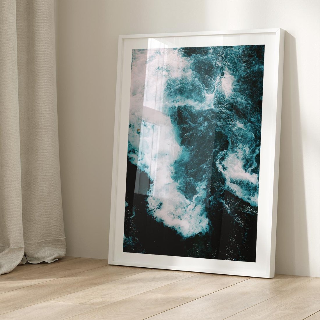 Plakat bez ramy 50x70 - Fale w Odcieniach Turkusu - ocean, fale