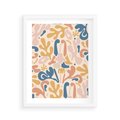 Plakat w ramie 40x50 - Symfonia Radosnych Barw - abstrakcyjne pastelowe formy, nowoczesna grafika w stylu boho - rama biała