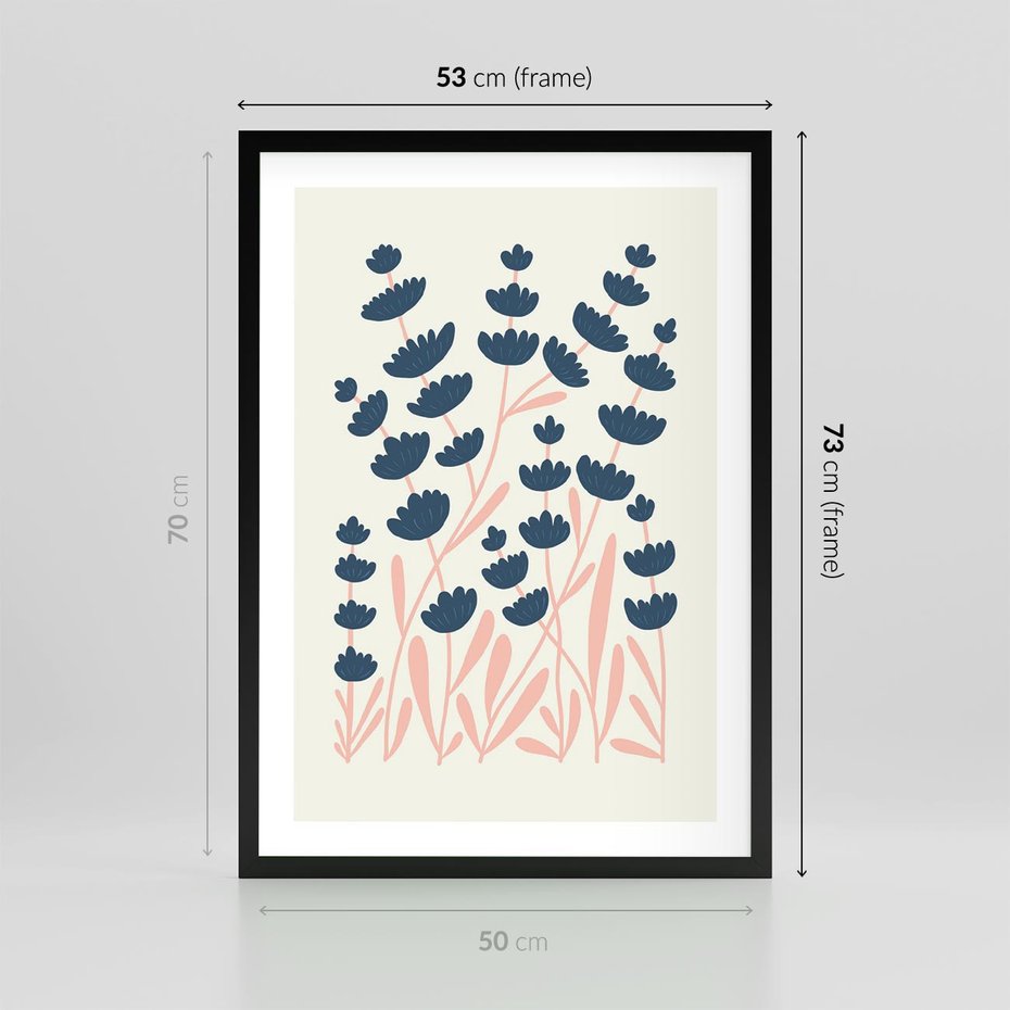 Plakat w ramie 50x70 - Migotliwe Kształty - kwiaty, rośliny - rama czarna