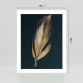 Plakat bez ramy 40x50 - Mroczne Złoto - nowoczesna grafika, złoty liść na czarnym tle