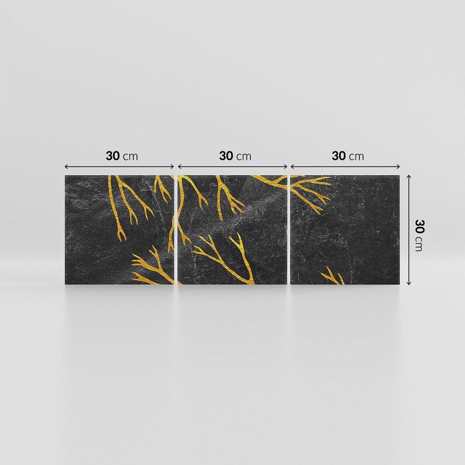 Obraz na płótnie 90x30 - Marmurowe Drzewa Snu - złote gałęzie, drzewa