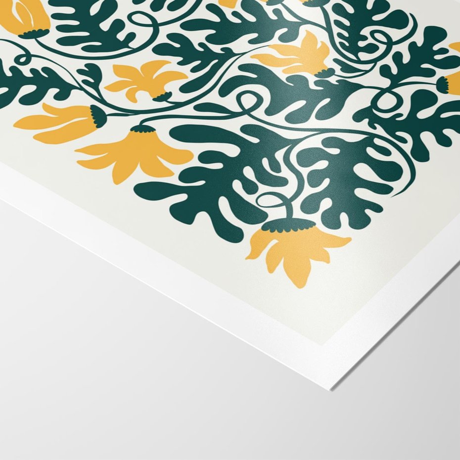 Plakat bez ramy 21x30 - Impulsy Kreatywności - abstrakcyjne żółte kwiaty, kompozycja