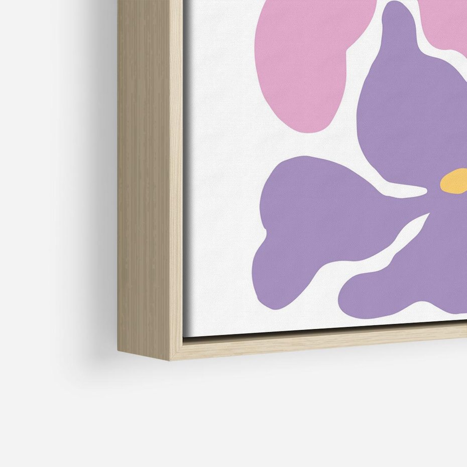 Obraz w ramie 50x50 - Bezgraniczne Wibracje - abstrakcyjne kolorowe kwiaty, minimlizm - rama drewno