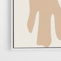 Obraz w ramie 70x100 - Eksploracja Abstrakcji - beżowa absrakcyjna kompozycja, czarny akcent - rama biała