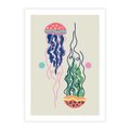 Plakat bez ramy 40x50 - Morskie Pulsacje - nowoczesny optymistyczny plakat, kolorowe meduzy