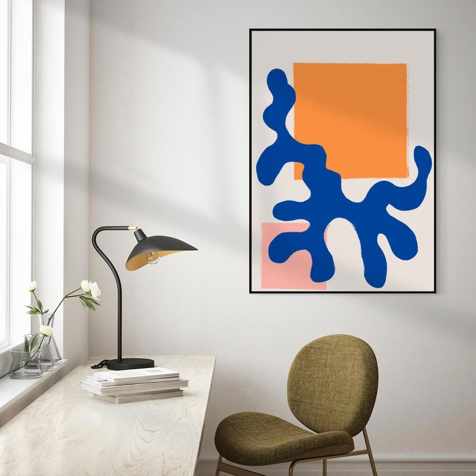 Obraz w ramie 50x70 - Bezczasowe Pastelowe Plamy - abstrakcja, nowoczesny plakat - rama czarna