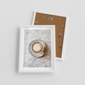 Plakat w ramie 30x40 - Kawa w Perfekcji - kawa w filiżance, cappuccino - rama biała
