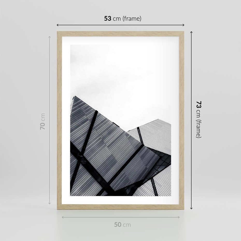 Plakat w ramie 50x70 - Nowoczesna Metropolia - architektura, proste linie - rama drewno