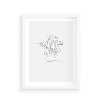 Plakat w ramie 50x70 - Rozkwitające Formy - szkic, minimalizm - rama biała