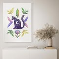 Plakat w ramie 40x50 - Migotliwa Przestrzeń - boho kot, plakat - rama biała
