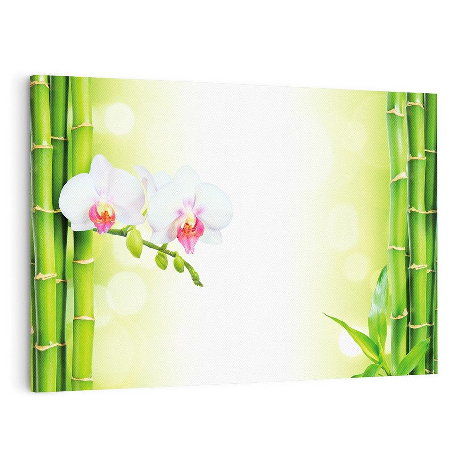 Obraz na płótnie 100x70 - Orchidea, Bambus i Relaks w SPA - orchidea, kwiat