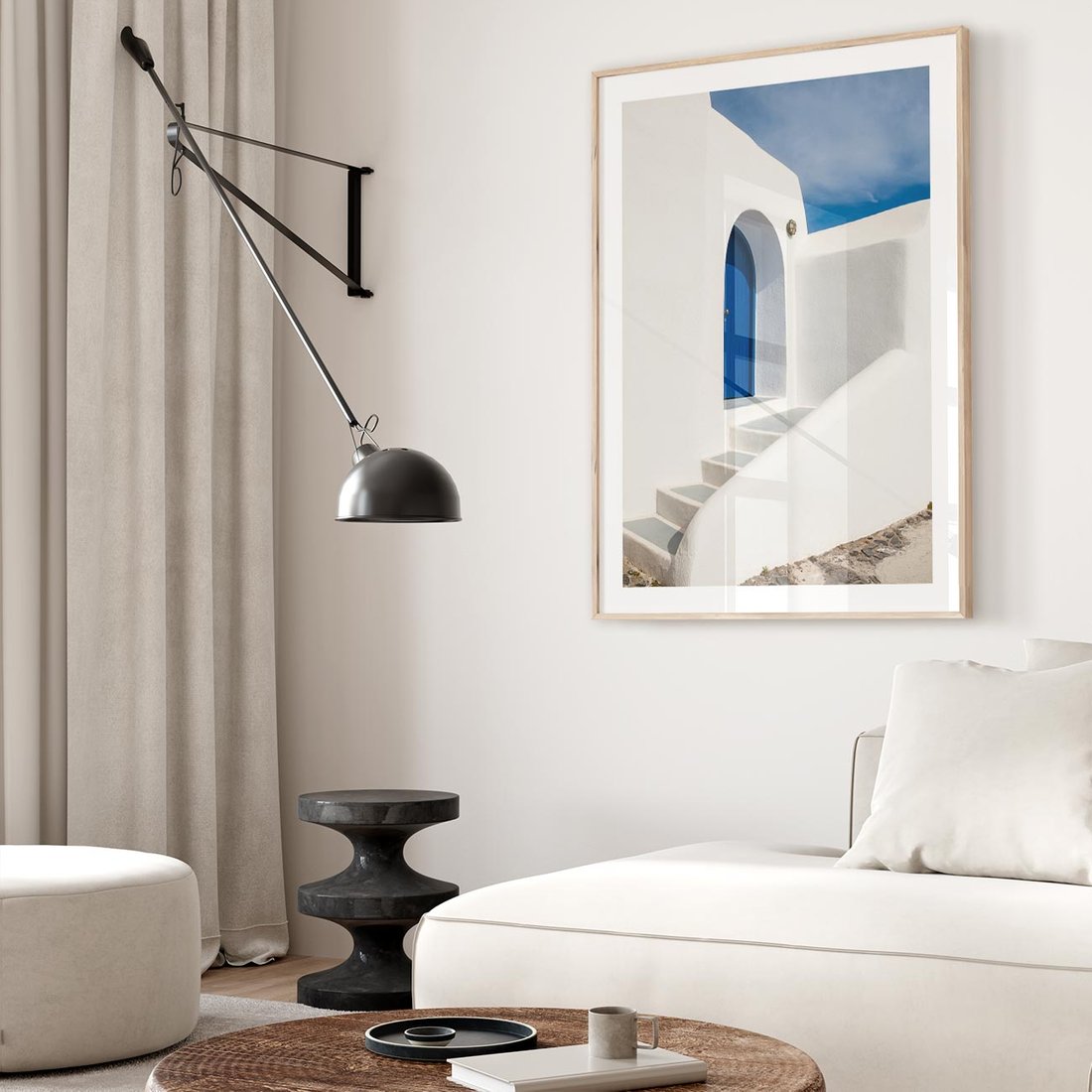 Plakat w ramie 40x50 - Powitanie Wyspy - Santorini, drzwi - rama drewno