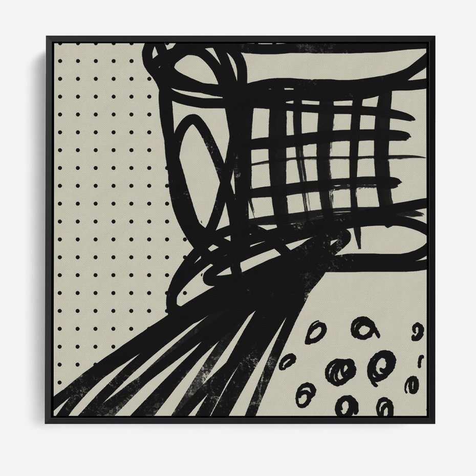 Obraz w ramie 50x50 - Złudne Kontemplacje - abstrakcyjna mroczna kompozycja, nieregularne - rama czarna