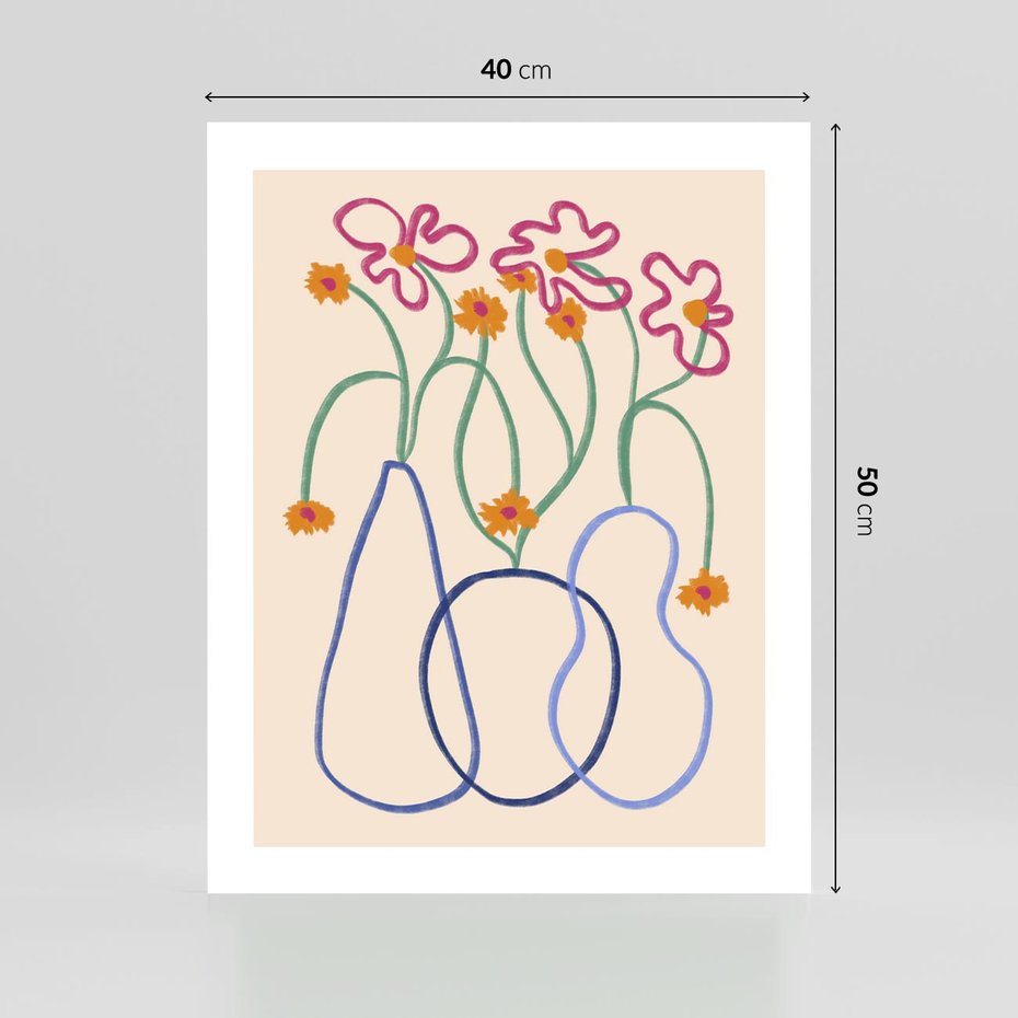 Plakat bez ramy 40x50 - Migocące Pastelowe Impresje - minimalistyczny abstrakcyjny obraz, prymitywne kwiatki