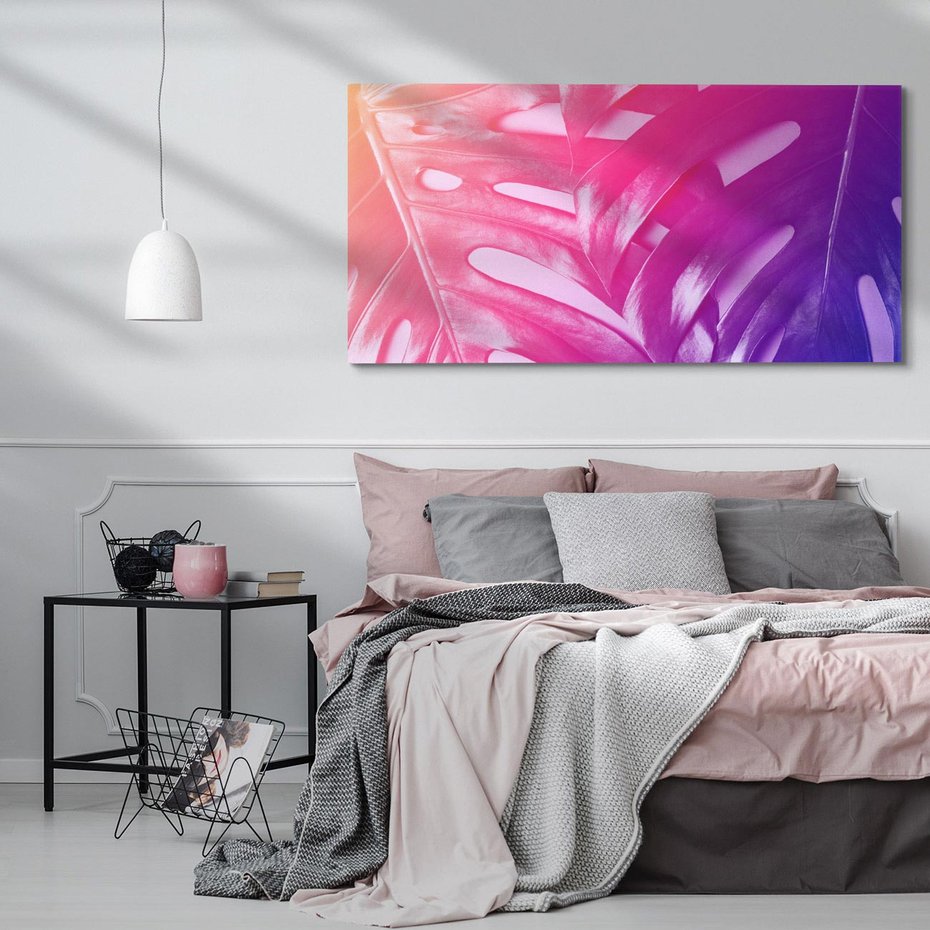 Obraz na płótnie 120x60 - Monstera Kwiaty Liście - monstera, kwiaty