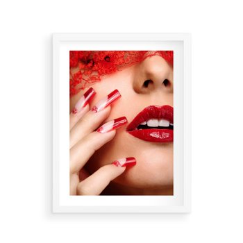 Plakat w ramie 40x50 - Piękno manicure: kolory i elegancja - paznokcie, manicure - rama biała