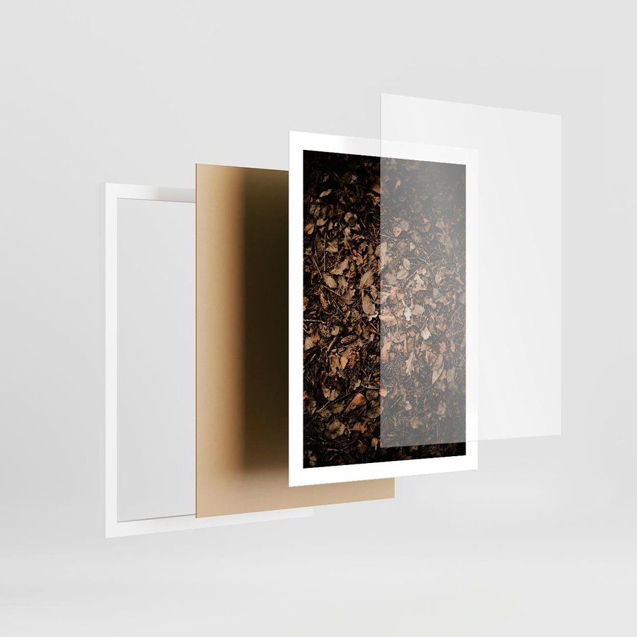 Plakat w ramie 50x70 - Brązowe Liście w Scenerii - suche liście jesień brąz - rama biała