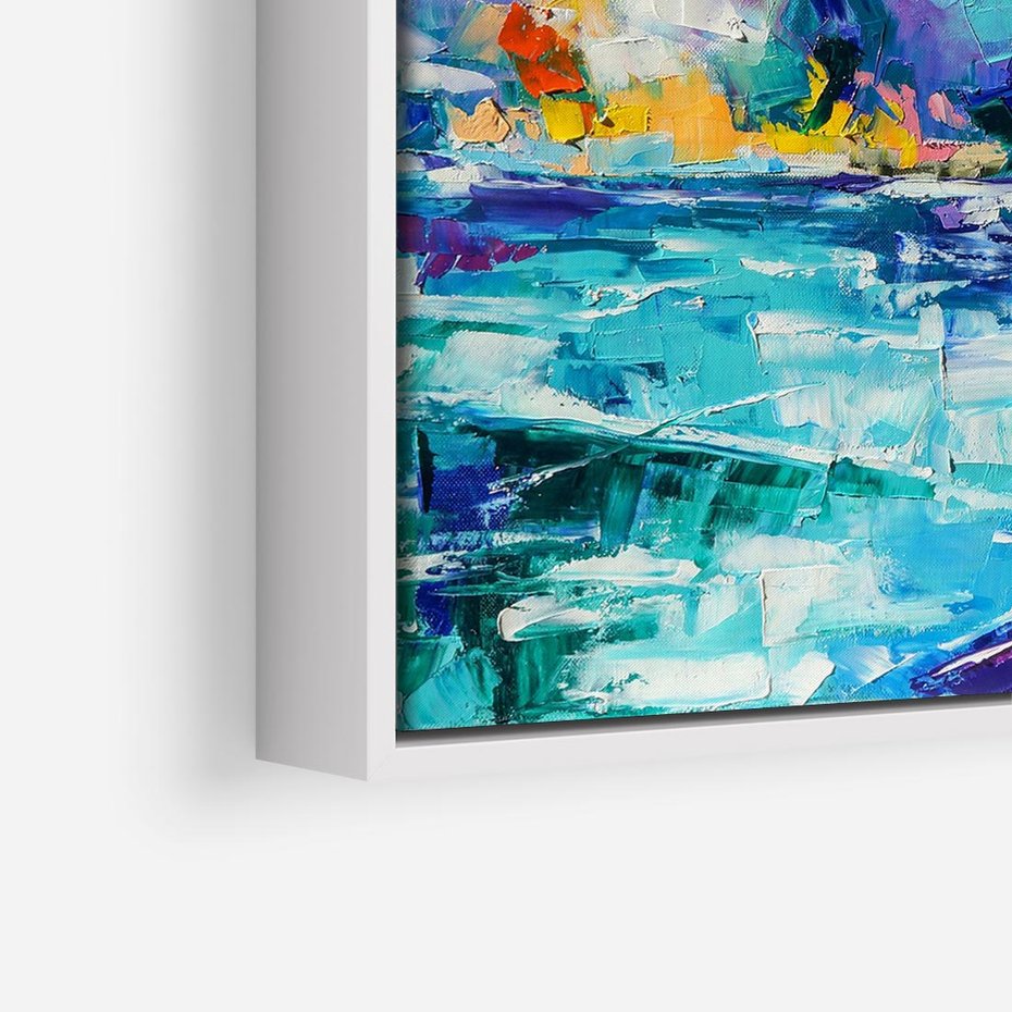 Obraz w ramie 80x80 - Mistyka Górskich Marzeń - abstrakcja, pejzaż gór - rama biała