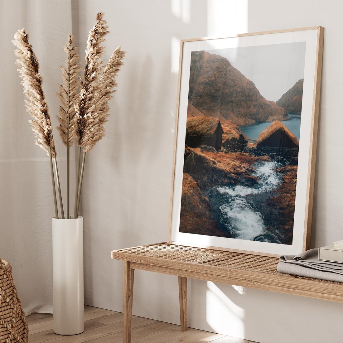 Plakat w ramie 40x50 - Spokój Natury - skandynawski, pejzaż - rama drewno