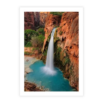 Plakat bez ramy 50x70 - Wodospad wśród majestatycznych gór - wodospad, górski