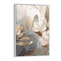 Obraz w ramie 80x120 - Ekspresjonistyczny deszcz uczuć - grafika, złote kwiaty - rama biała