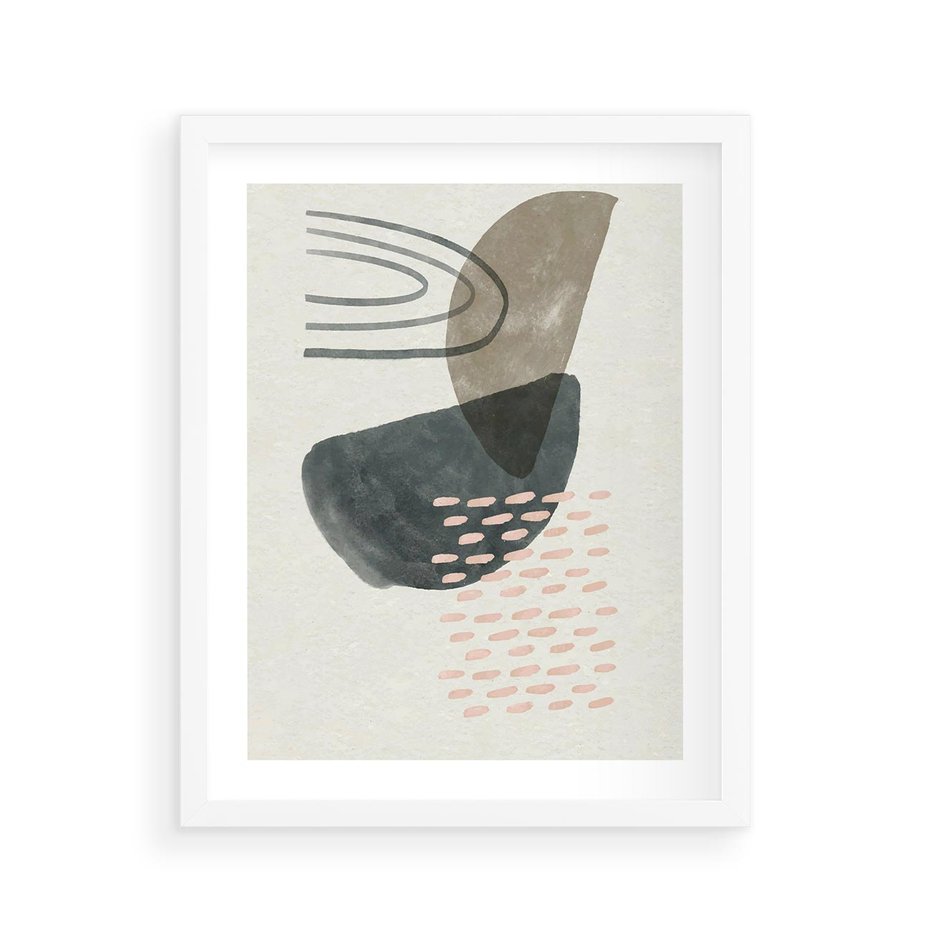 Plakat w ramie 40x50 - Geometria w Beżowych Odcieniach - abstrakcja, geometria - rama biała