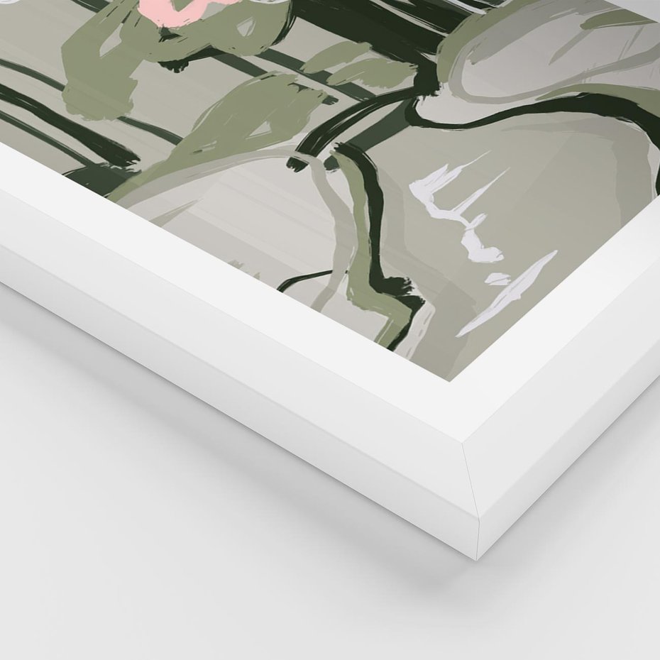 Plakat w ramie 40x50 - Leśny Zakątek - pastelowy krajobraz, nowoczesny plakat - rama biała