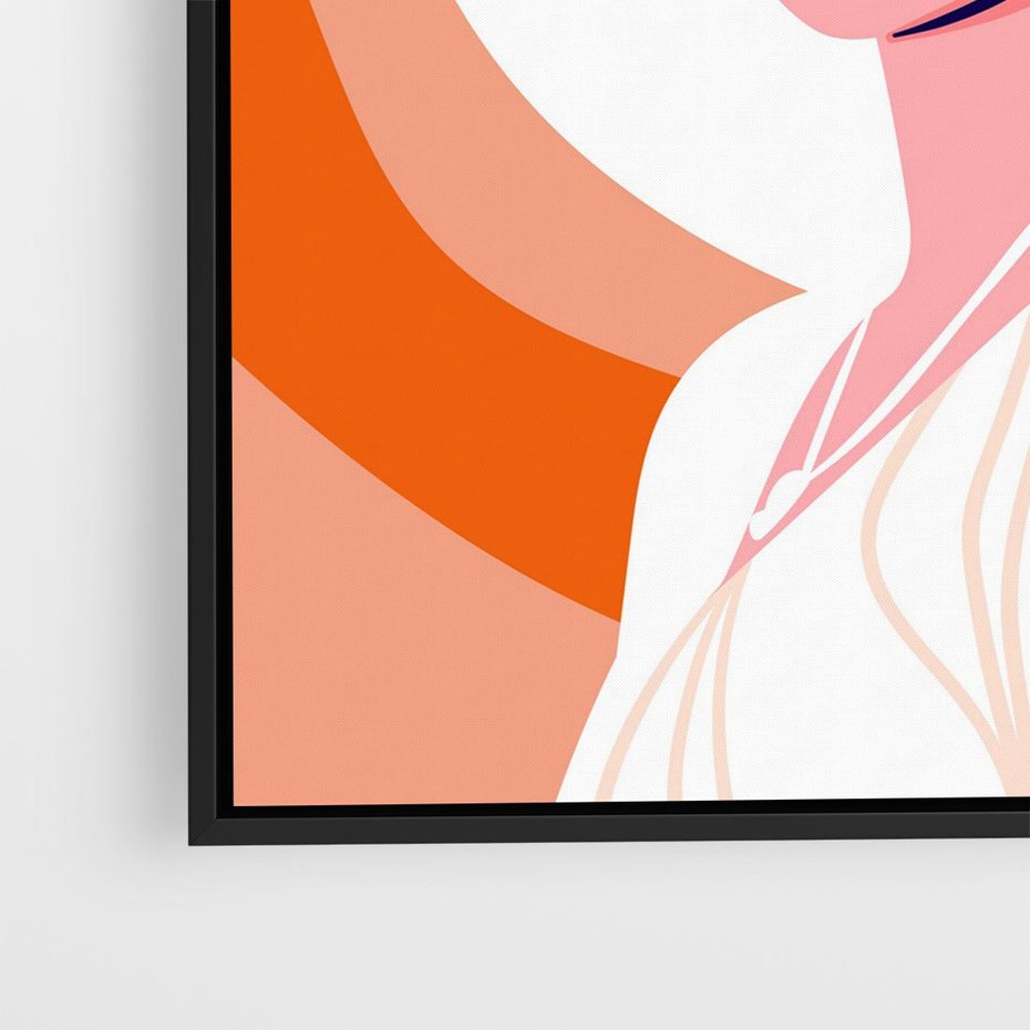 Obraz w ramie 50x50 - Kobieca Harmonia - nowoczesny plakat, styl retro - rama czarna