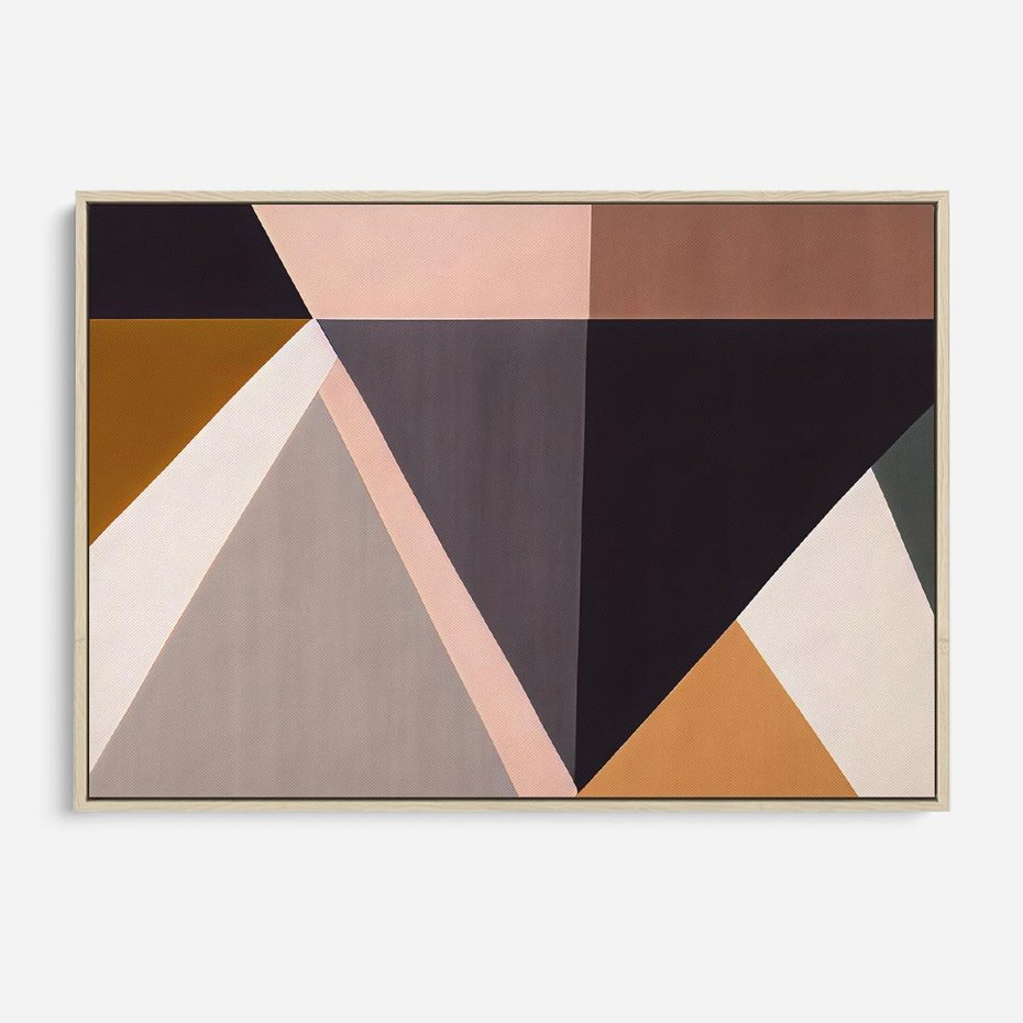 Obraz w ramie 100x70 - Trójkąty Wnętrz - abstrakcja, geometryczne kształty - rama drewno