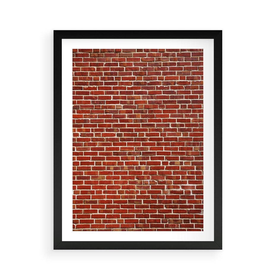 Plakat w ramie 50x70 - Mur z Cegieł - cegły, mur - rama czarna