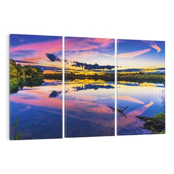 Obraz na płótnie 120x80 - Magiczny zachód słońca nad jeziorem - zachód, słońca