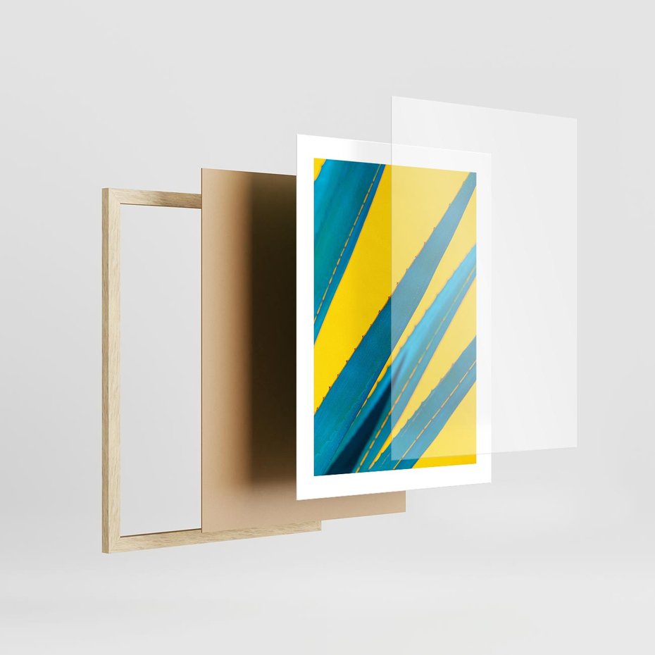 Plakat w ramie 30x40 - Świeżość Natury - aloes, liście - rama drewno