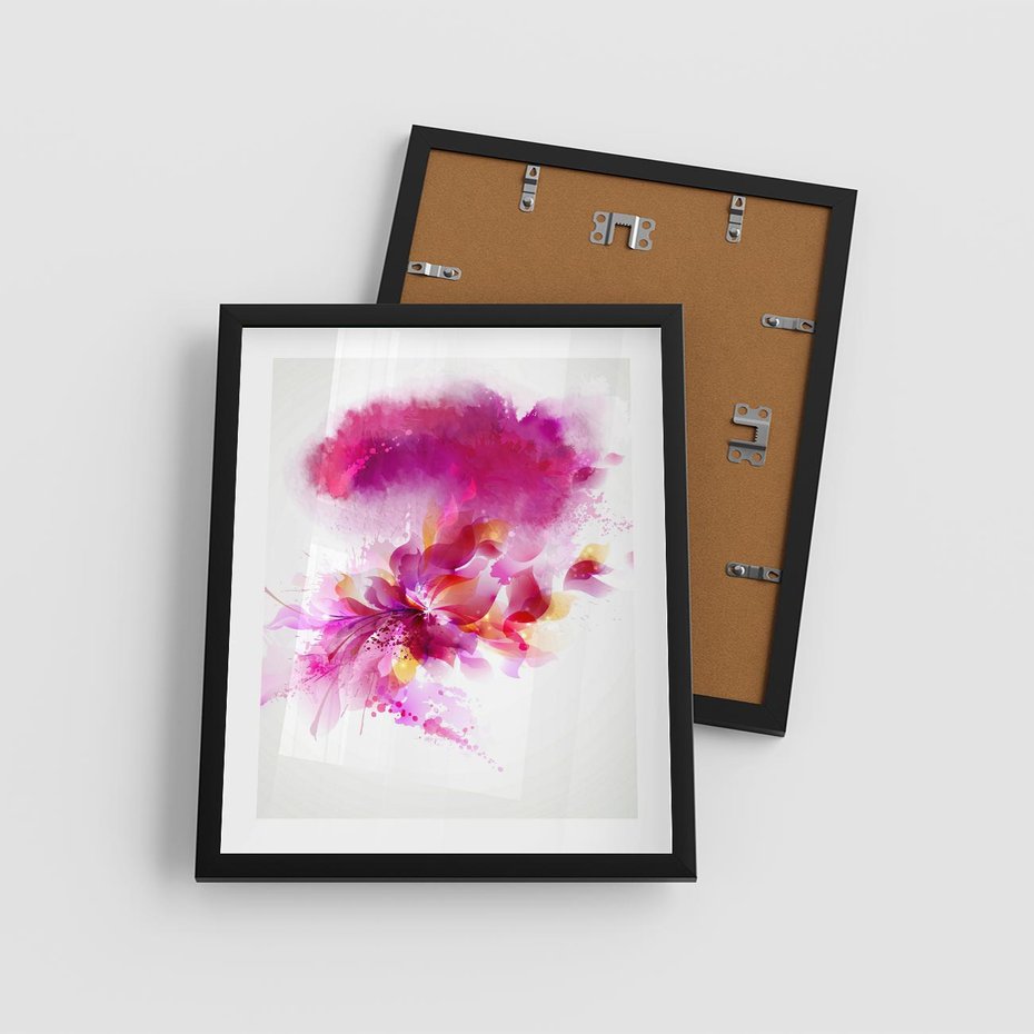 Plakat w ramie 40x50 - Kwiaty abstrakcji - abstrakcja, kwiaty - rama czarna