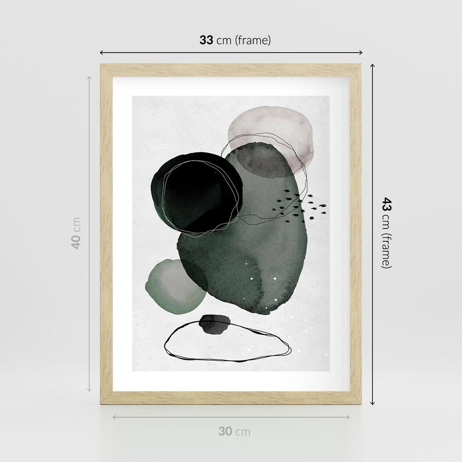 Plakat w ramie 30x40 - Abstrakcyjne Plamy w Akwareli - abstrakcyjne akwarelowe plamy - rama drewno
