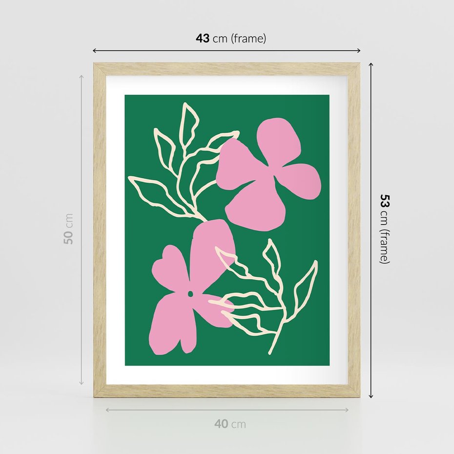 Plakat w ramie 40x50 - Wewnętrzne Fale - abstrakcyjny plakat, boho styl - rama drewno