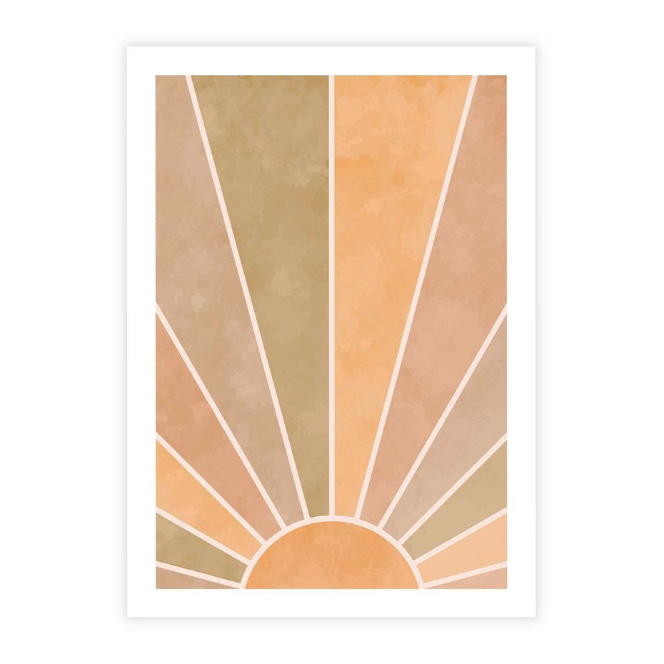 Plakat bez ramy 30x40 - Grafika Boho w Odcieniach Pomarańczu - boho słońce, grafika