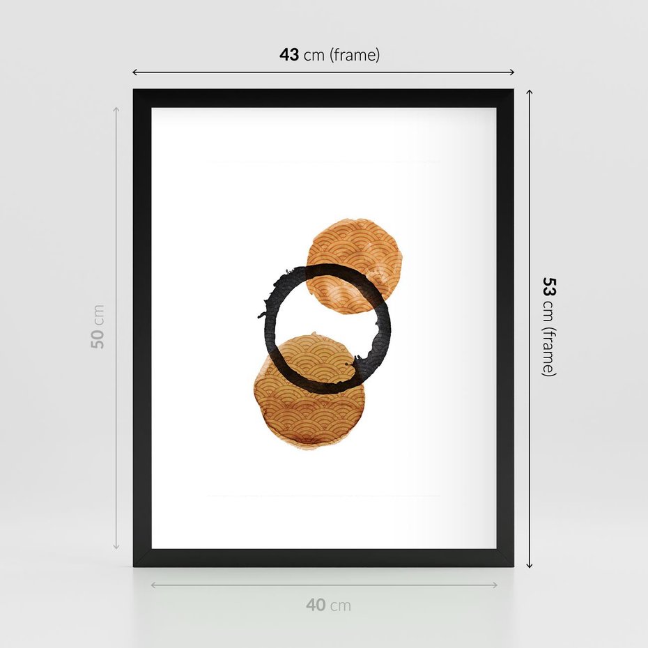 Plakat w ramie 40x50 - Japandi Geometria: Minimalistyczna Grafika - japońska sztuka, geometria - rama czarna