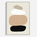 Obraz w ramie 80x120 - Zgeometryzowane Kształty - modernistyczny plakat, obłe kształty - rama biała
